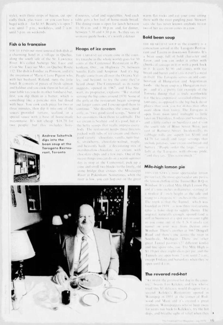 Full National Post newspaper page featuring the Centennial Restaurant ice cream article, 1979